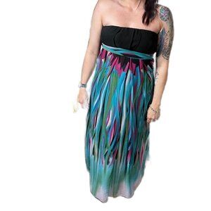 Kitty Y2K strapless colorful maxi dress.  Size medium